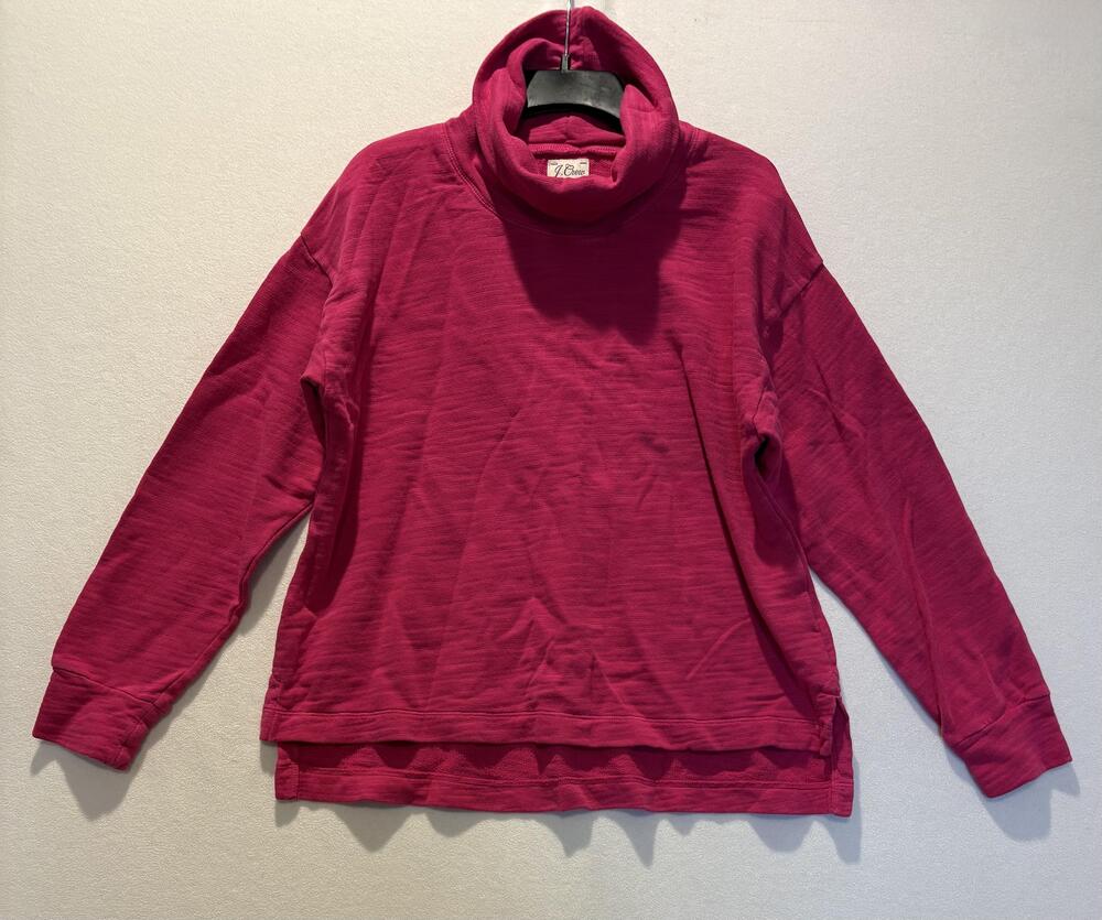 J.Crew Shirt Womens Medium Pink Fleece Cowl Neck Long Sleeve Top